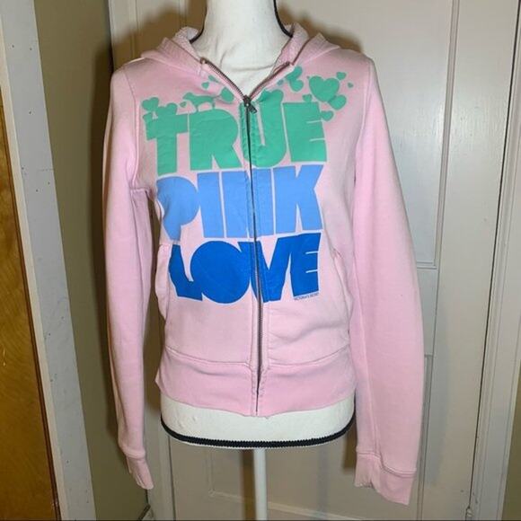 Victoria's Secret Pink Light Pink Hoody True Pink Love Size Small - Picture 1 of 10